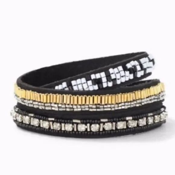 Stella & Dot Emma Triple Black Wrap Bracelet - Picture 3 of 8